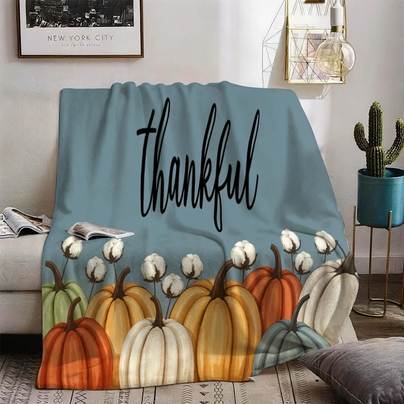Thanksgiving Fall Pumpkin Blanket Throw Cozy Autumn Decor Seasonal Keepsake Wrap for Fall Home Boho Decor Gifts