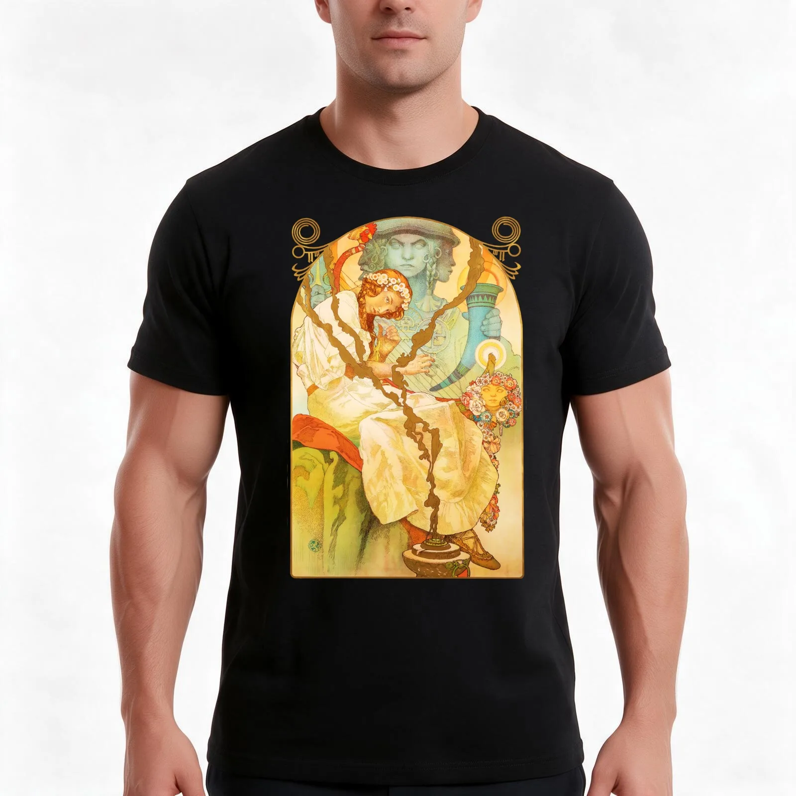 The Slav Epic (1928) Alphonse Mucha Art Nouveau - HIGH DEFINITION T-Shirt Summer Casual Cotton Tee Oversized Streetwear Tops
