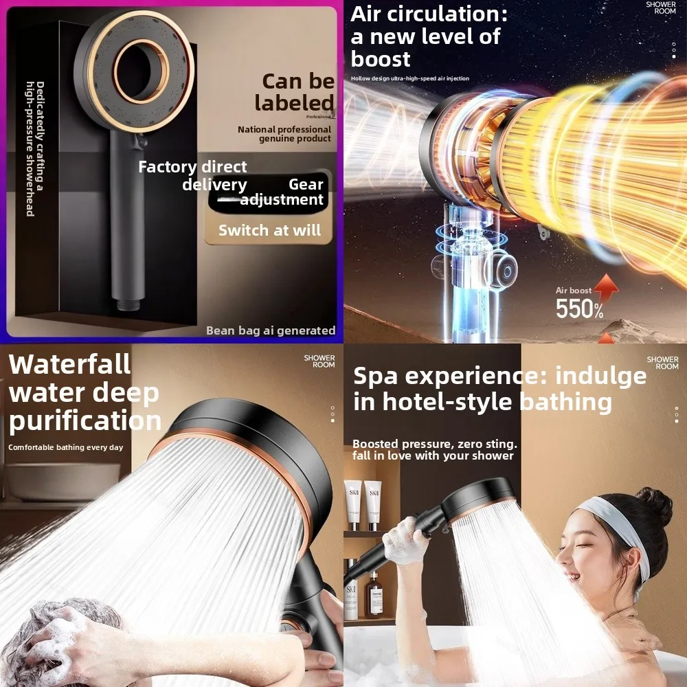 

Ручная душевая лейка высокого давления с регулируемыми режимами распыления, имитирующая дождь, для домашнего использования, экономия воды