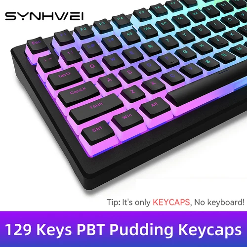 Teclas PBT Pudding, 129 teclas, doble disparo, translúcidas, para diseño 60% 80% 100%, perfil OEM para teclado mecánico RGB para jugar