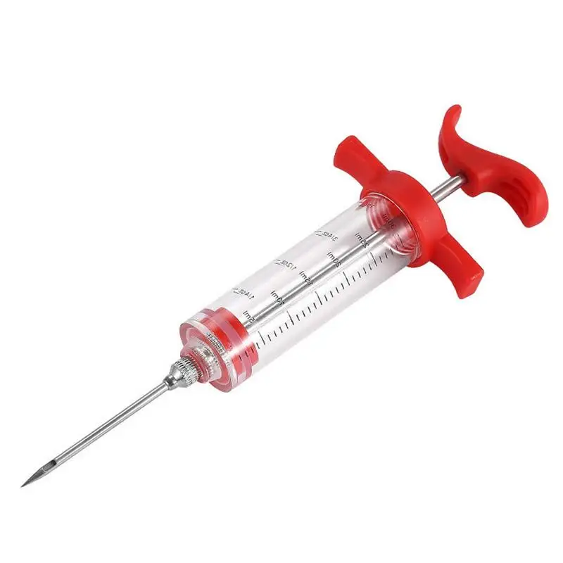 BBQ Meat Injector Turkey Baster Syringe Stainless Steel Needle Marinade Injector Turkey Chicken Syringe Sauce Injection BBQ Tool