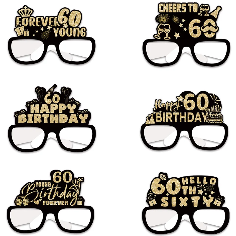 Black and Gold 60th Birthday Party Decor 60th Birthday Banner Garland Hanging Decor 60 Years old Anniversary Birthday Party Gift - view 4