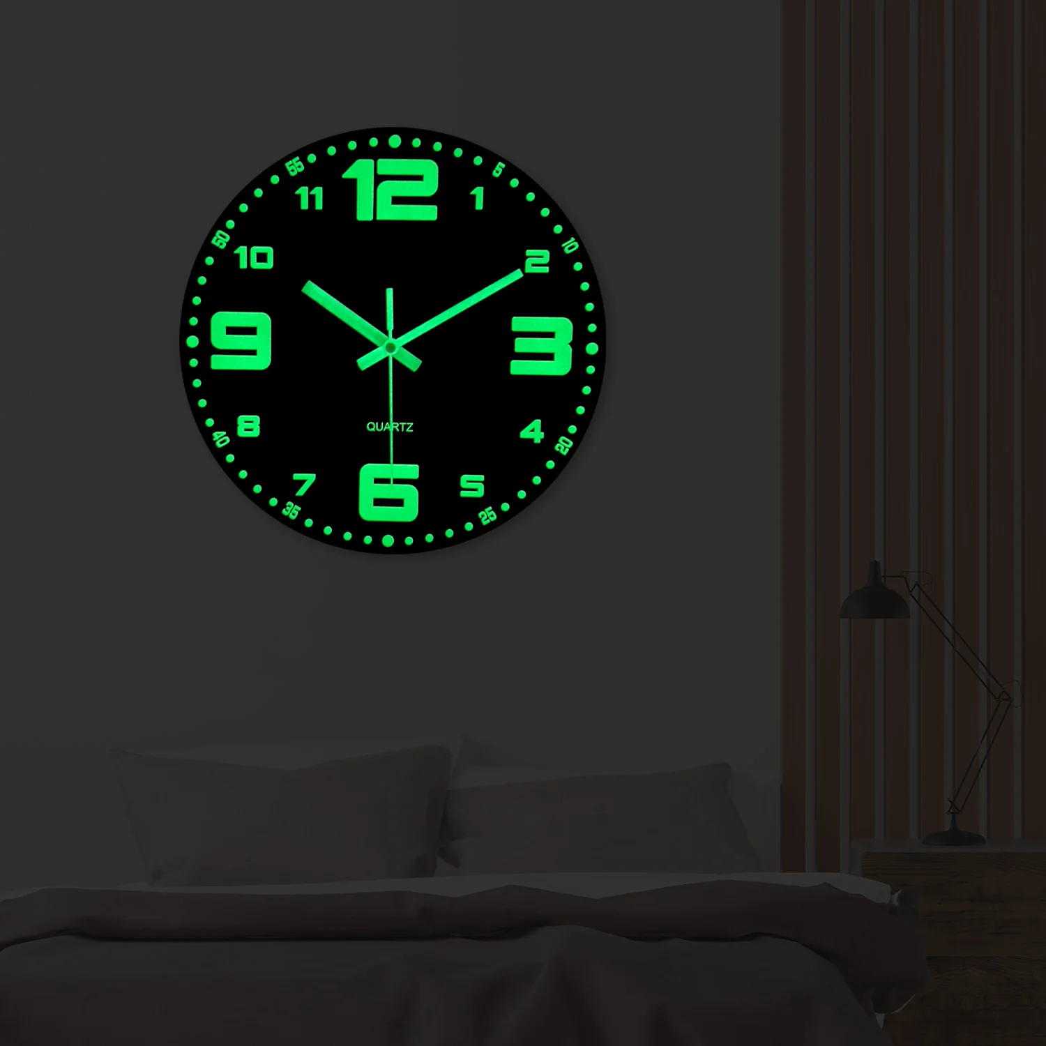 1pc 12 inch Wooden Glow-in-the-Dark Wall Clock, Nordic Simple Home Mute Clock, Wall Clock Night Light That Can Glow in the Dark
