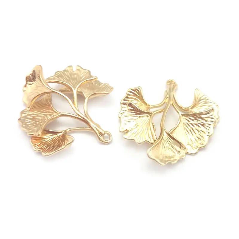 10PCS 23x25MM High Quality 18K Gold Color Brass Ginkgo Leaves Charms Pendants Jewelry Necklace Making Findings Accessories