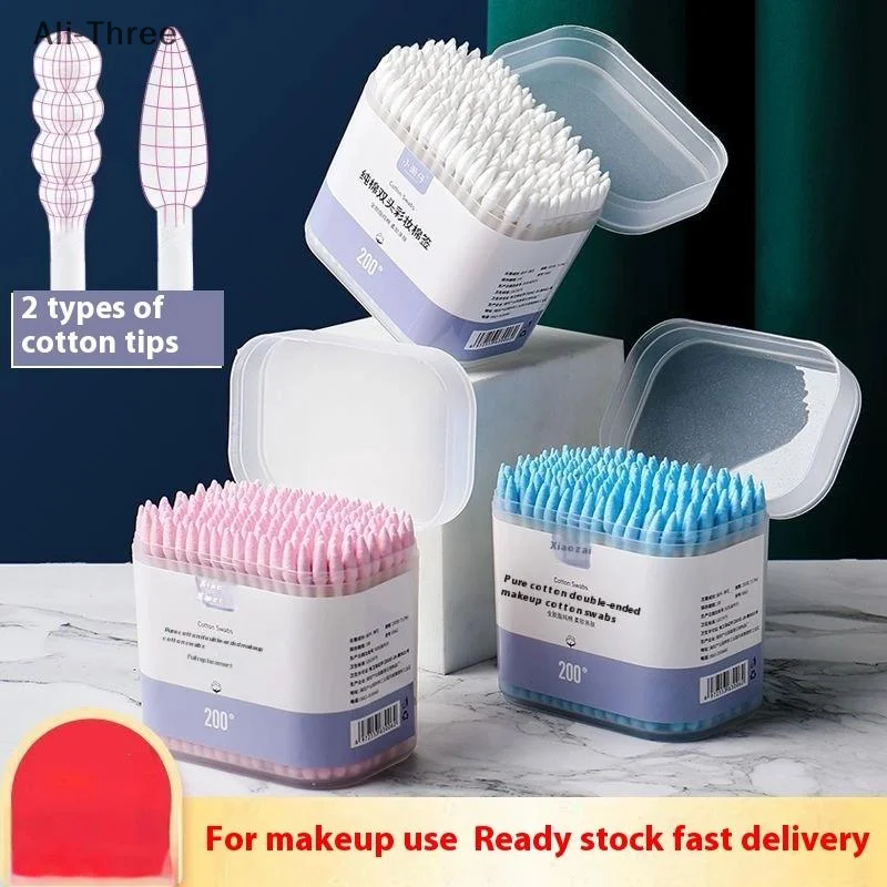 100/200Pcs Double Head Multi-purpose Fluorescent Agent Free Cleaning Tampons Cotton Buds Baby Nursing Supplies Baby Cotton Swab