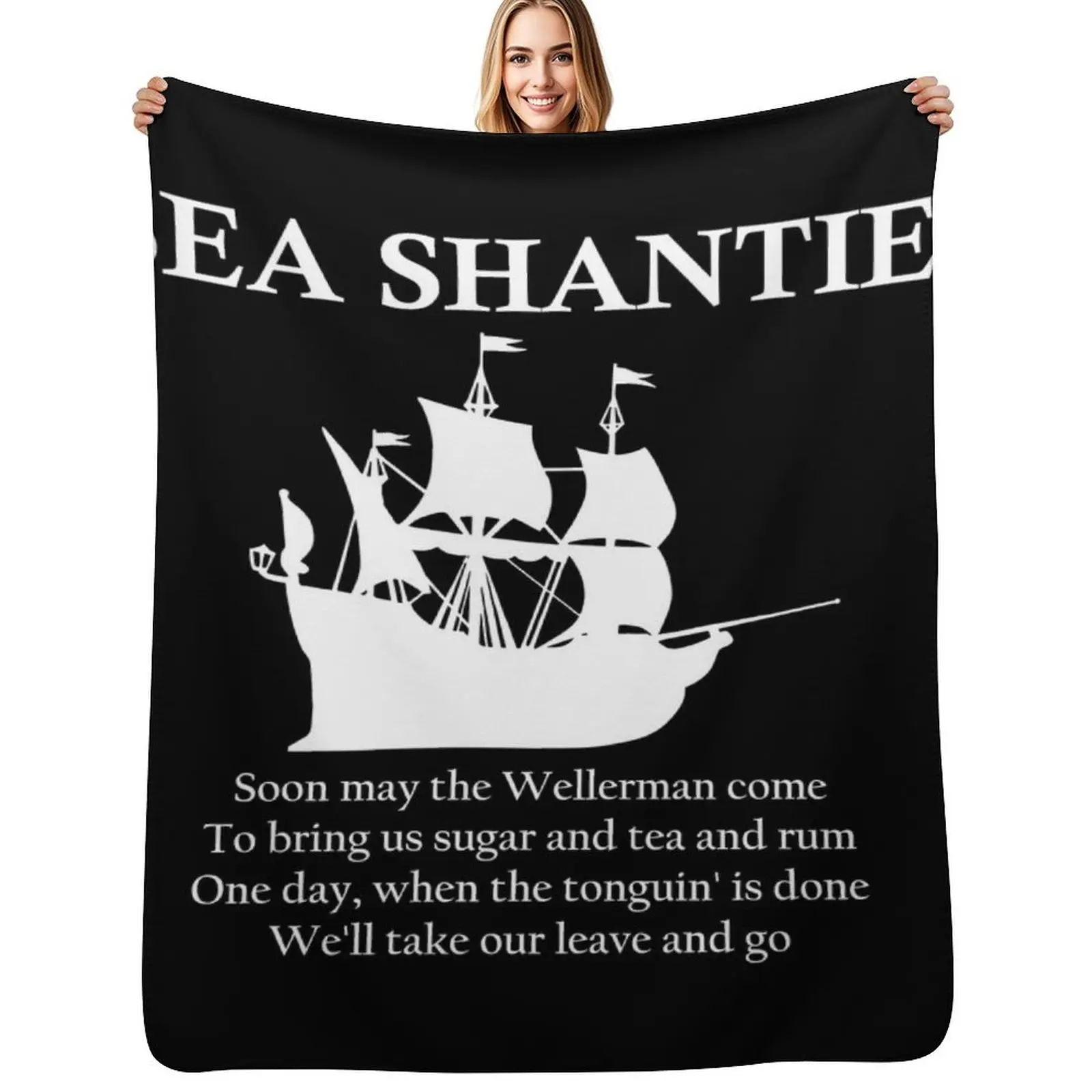 Sea shanties ship design Throw Blanket Luxurious Soft Fuzzy Blanket for Sofa Bed