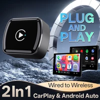 Adaptador Inalámbrico CarPlay y Android Auto de Hippcron, Conexión por Cable a Inalámbrica 2 en 1, Caja Inteligente con Interfaz USB, Plug and Play