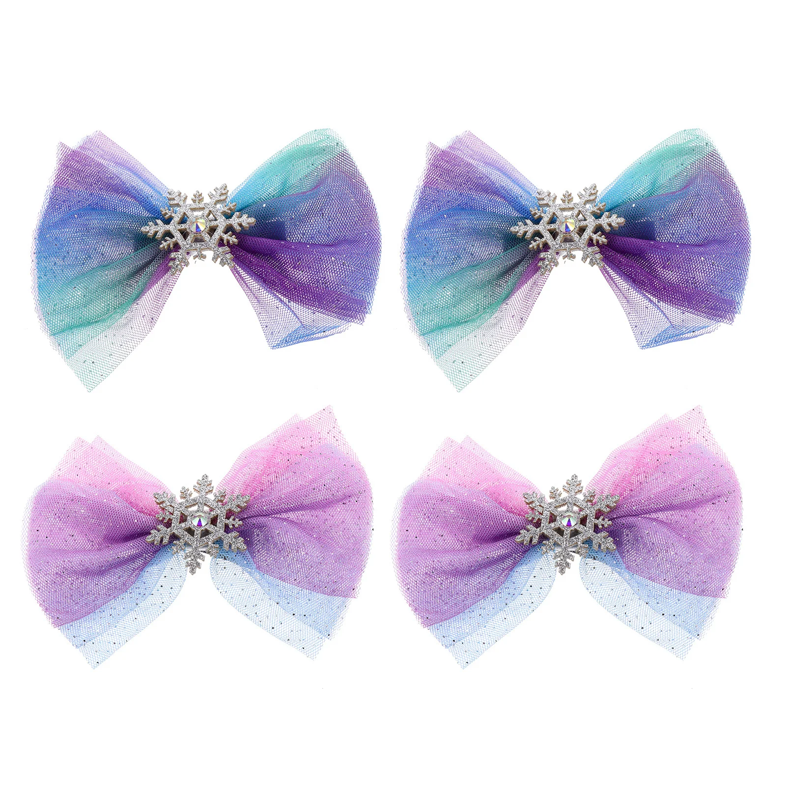 

4 шт., рождественские заколки для волос с бантом, заколки в виде снежинок, милые рождественские заколки для волос, аксессуары, рождественские заколки