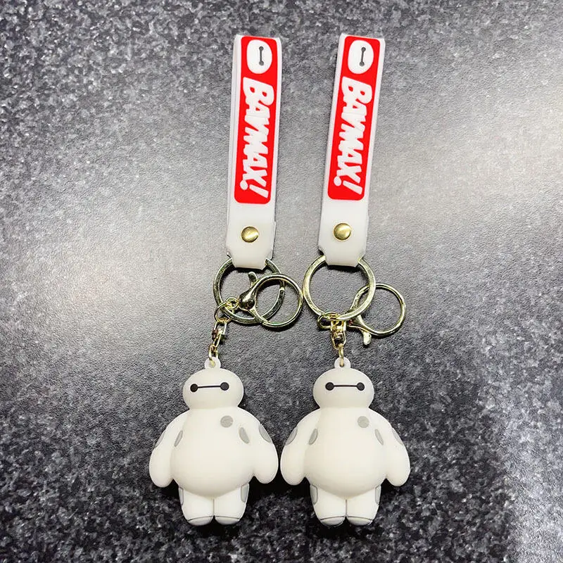 Disney Big Hero 6 Baymax Cute Cartoon Anime Pvc Keychain Car Key Ornaments Backpack Zipper Pendant Halloween and Christmas Gift