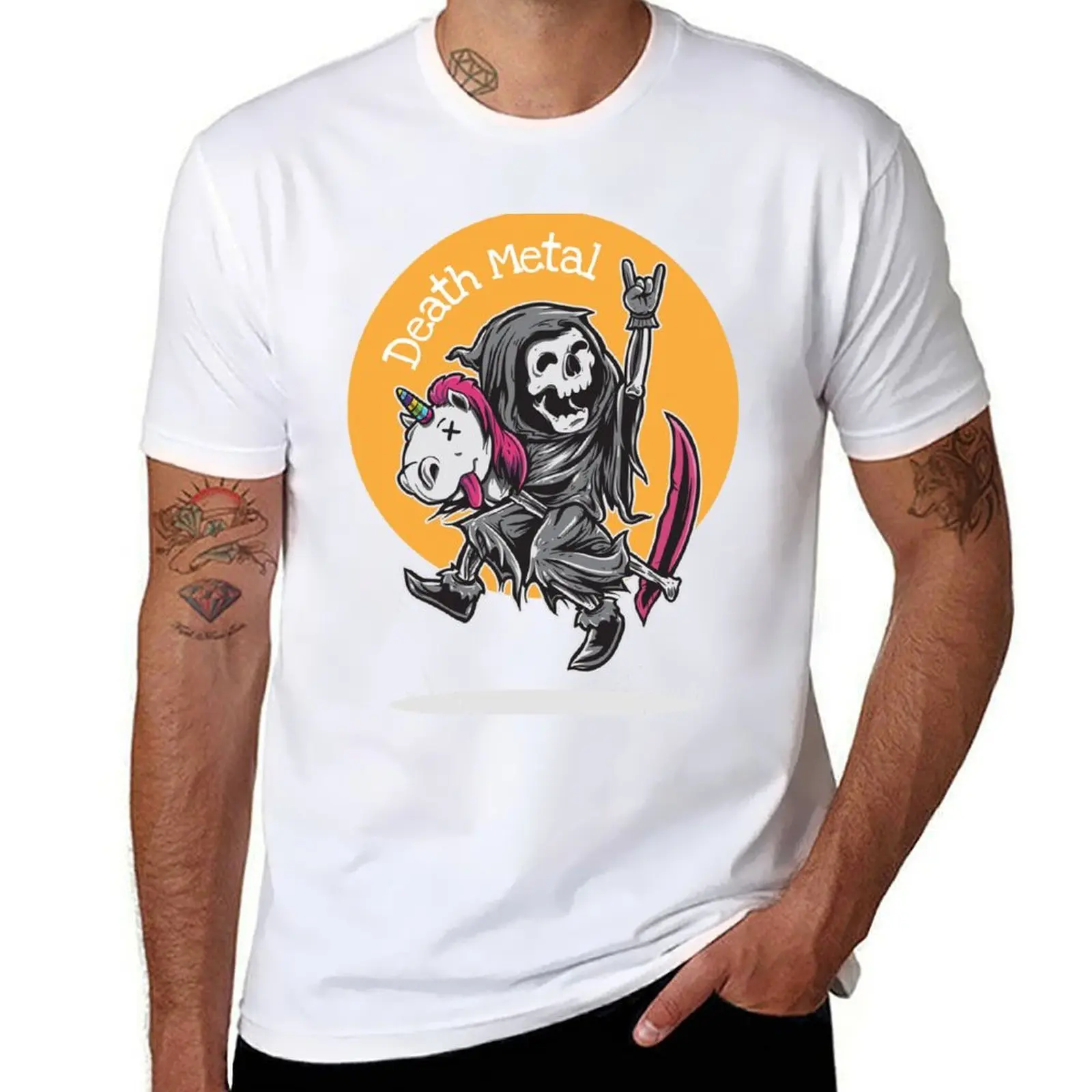 

Death Metal Riding Unicorn - Kawaii T-Shirt man t shirts cotton man t shirts graphic T-Shirt