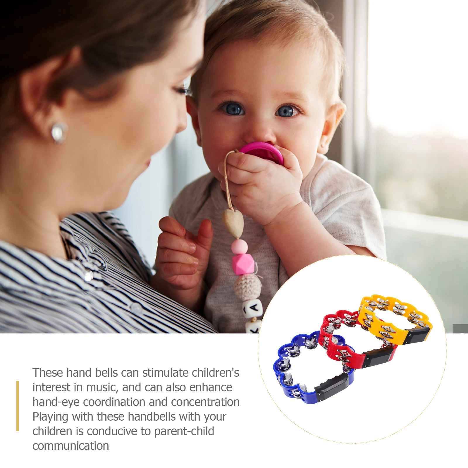 

3 Pcs Toys for Kids Percussion Instrument Plum Blossom Bell Music Musical Rhythm Tambourines Toddlers