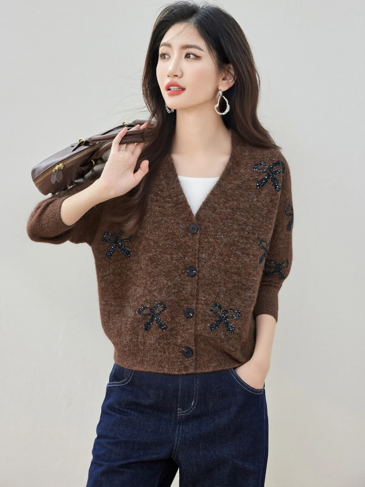 سترة نسائية مفتوحة بصدر واحد ورقبة على شكل حرف v وأكمام طويلة فضفاضة ومتينة ومتعددة الاستخدامات سترة خارجية جديدة أنيقة للخريف والشتاء #3