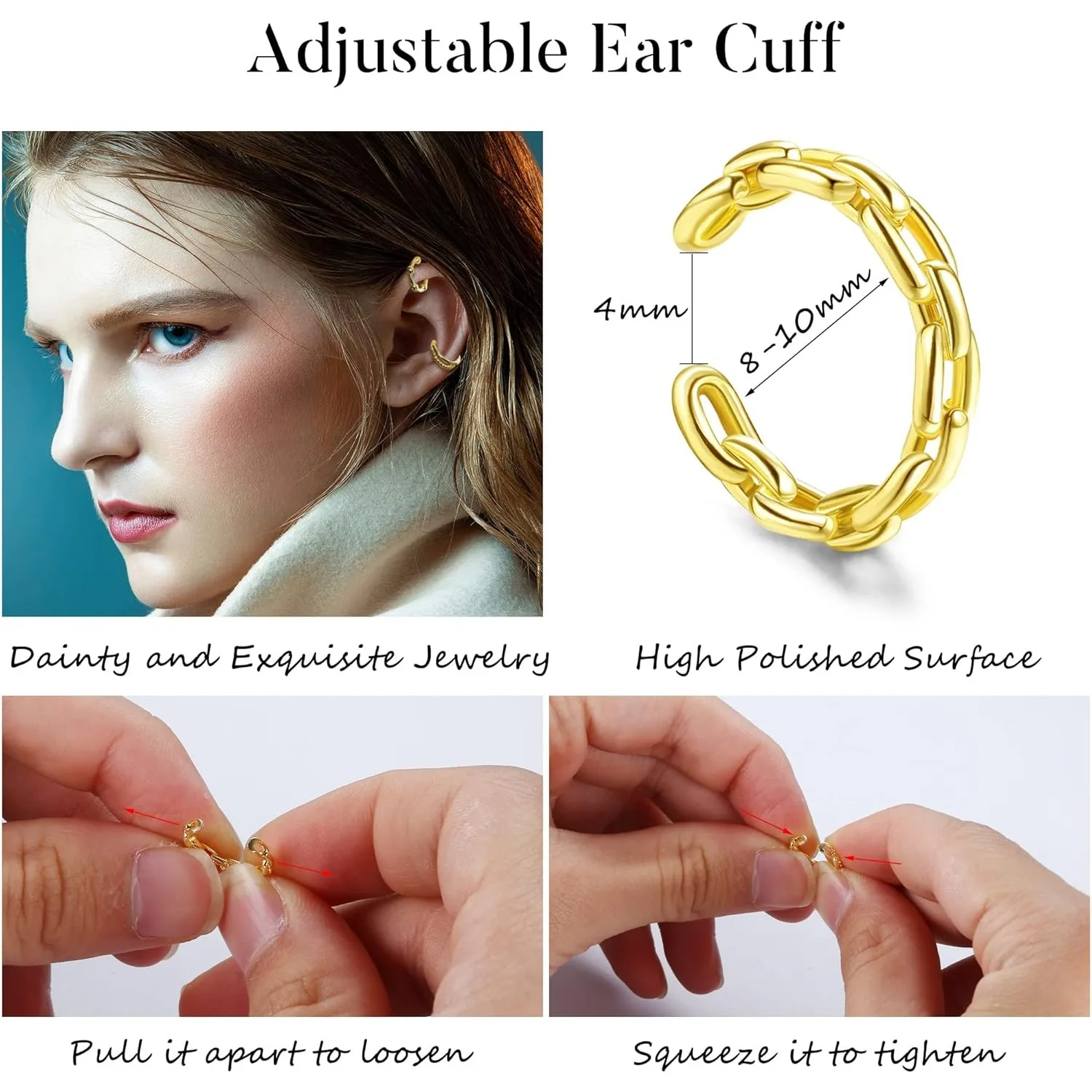 Bobisty 18Pcs Ear Cuff Earrings for Women 14K Gold Plated Non Piercing Adjustable Ear Cuff Earring Helix Wrap Ear Jewelry Gifts