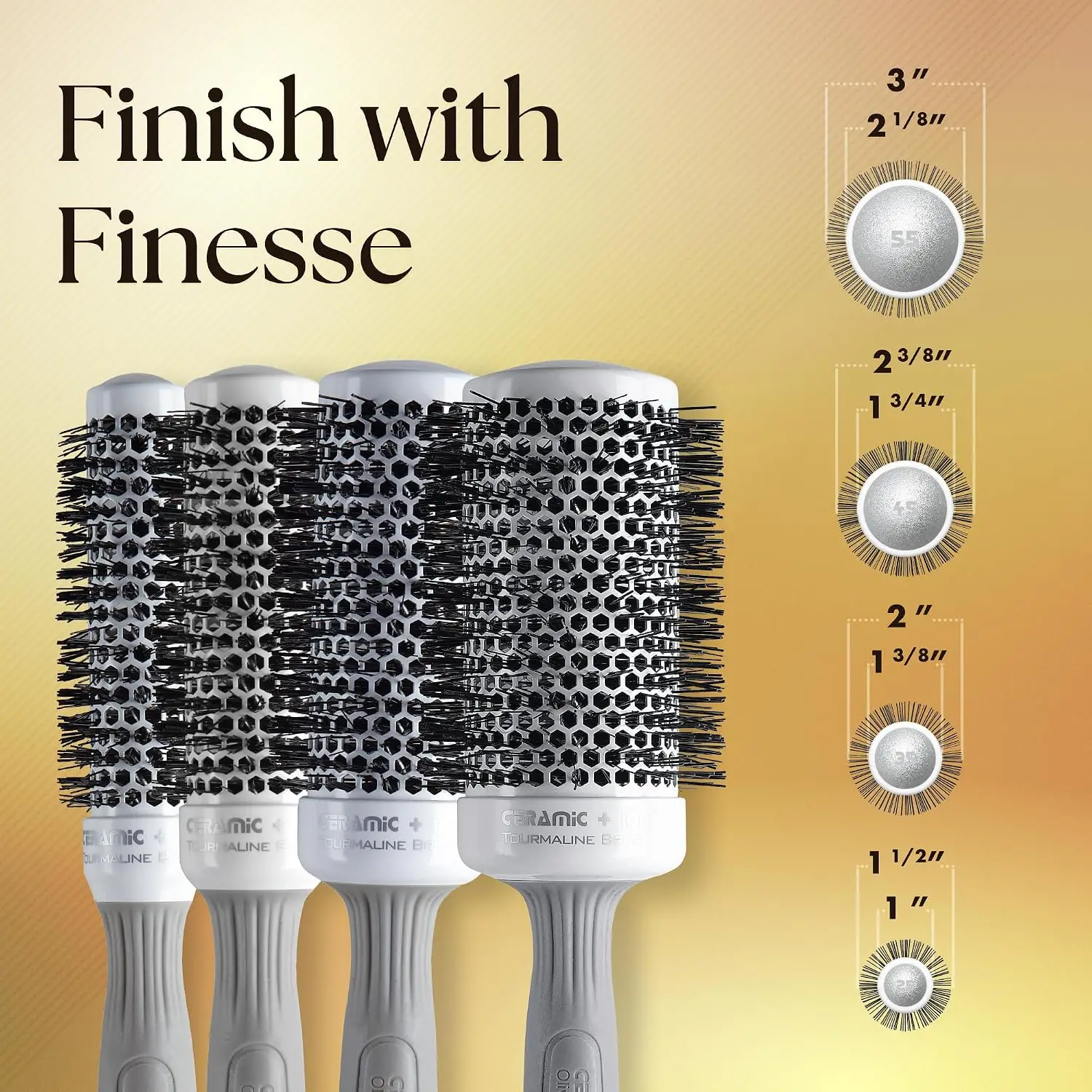 Ceramic + Ion Round Thermal Brush, Professional Blowout, Not Electrical, for Normal/Thick Hair