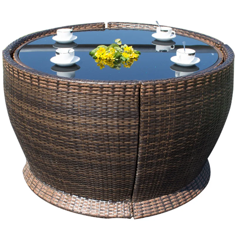 

Outdoor courtyard tables and chairs, leisure garden terrace, sunscreen and waterproof rattan chairs