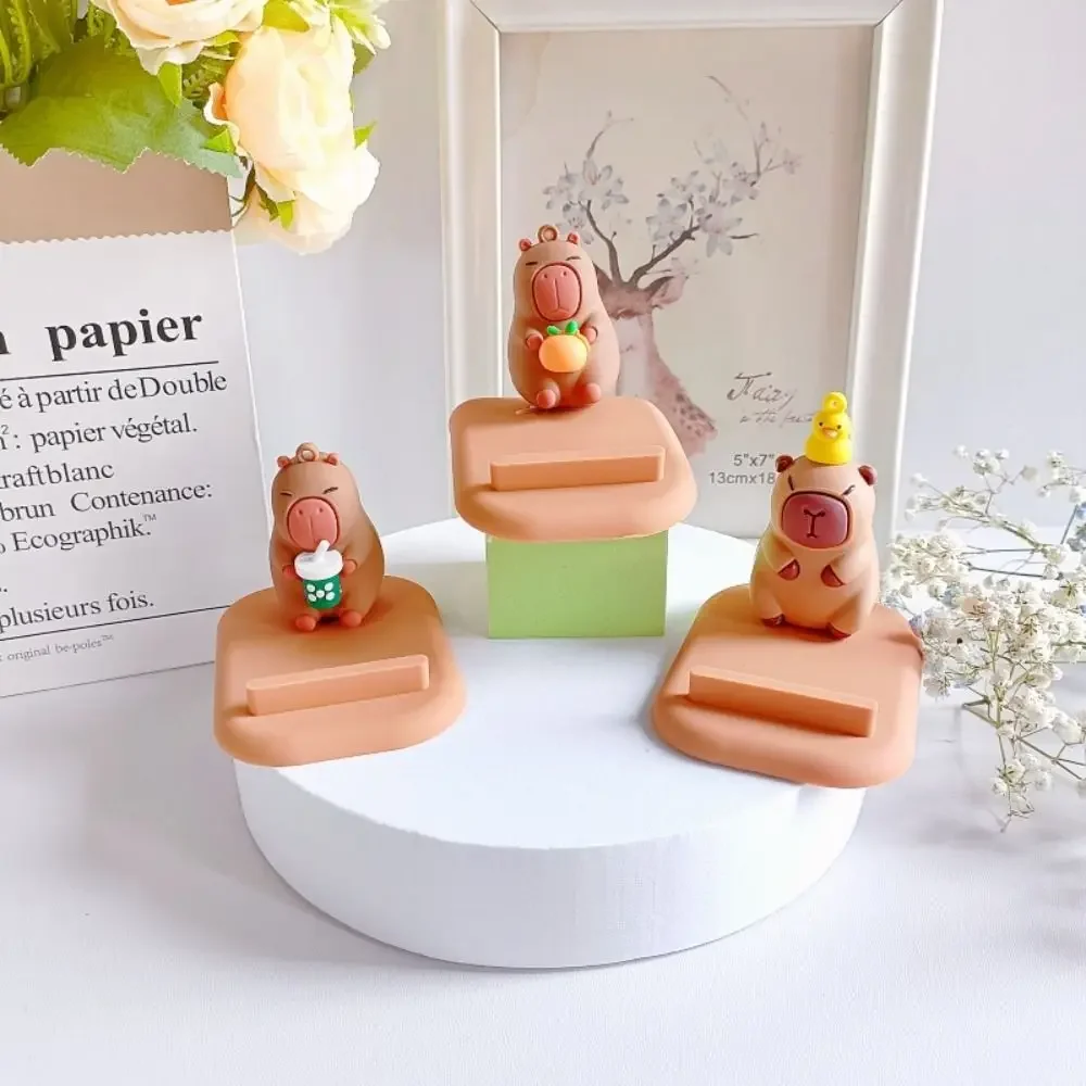 

Милый держатель для телефона с капибарой, креативная игрушка-капибара, подставка для мобильного телефона, настольное украшение, 3D кукла, ленивая подставка, настольный держатель для телефона