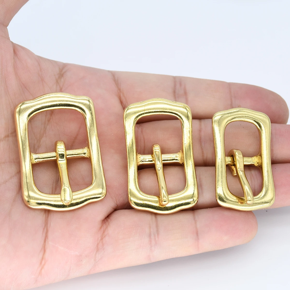 1PC Solid Brass Belt Buckle Tri Glider Adjuster Slider Pin Buckle Leather Craft Bag Strap Garment Bridle Halter Harness Parts