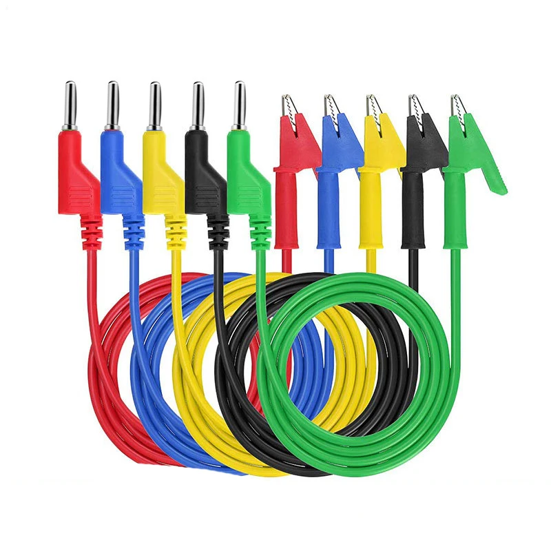 1M Double End Test Lead Wire Electrical Voltage 4mm Banana Plug Alligator Clip Crocodile 15A 18AWG Multimeter DIY Test Line A2