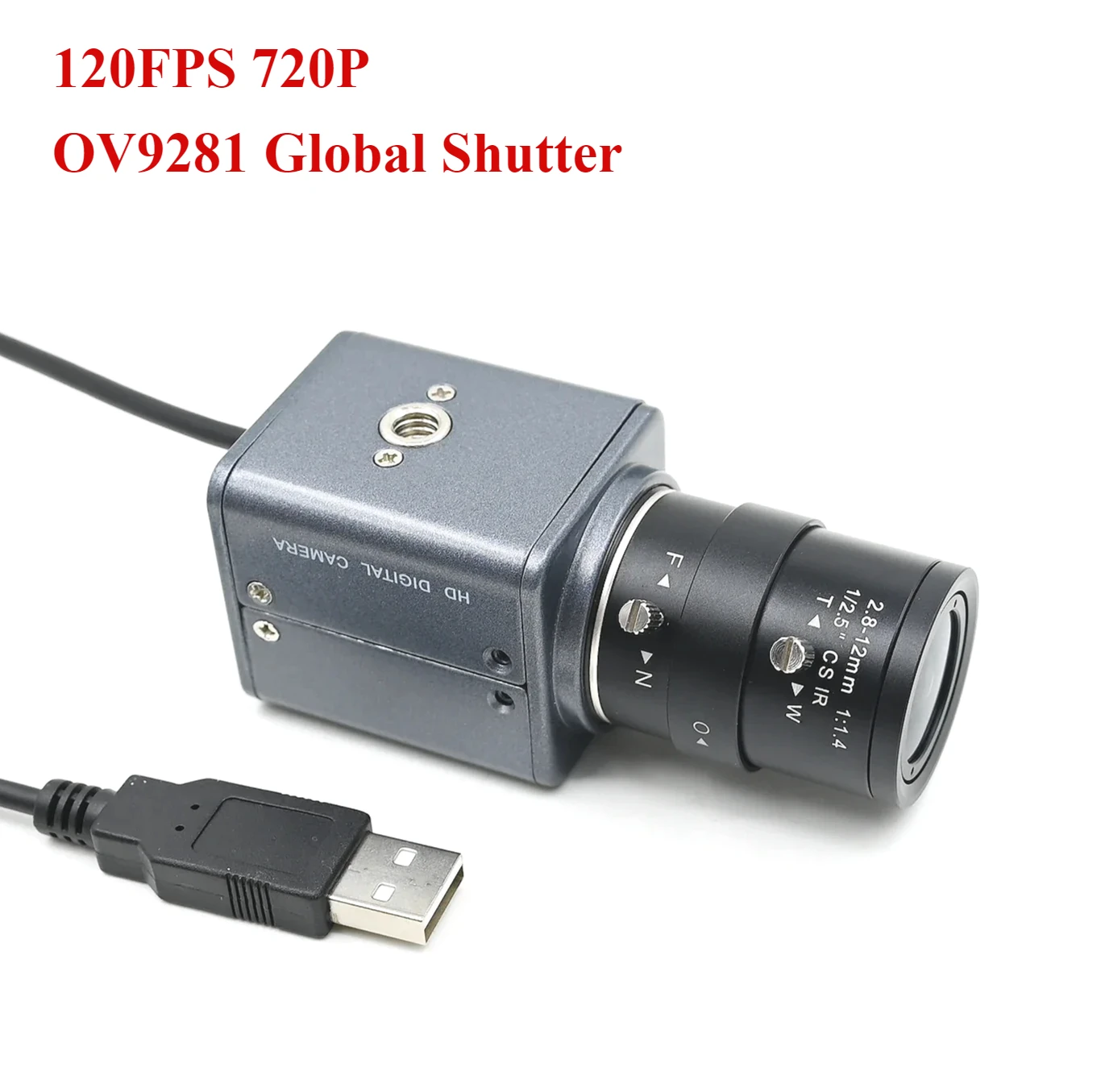 OV9281 120FPS Global Shutter USB Camera 720P,Monochrome, Housing Webcam,With 5-50mm Varifocal CS Lens,High Frame Rate Capture