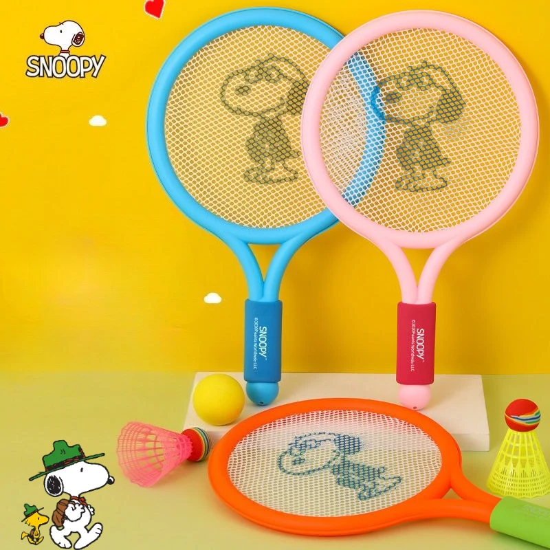 

Snoopy cartoon cute student badminton racket creative beginner puzzle sports tennis set toy anime merchandise gift wholesale