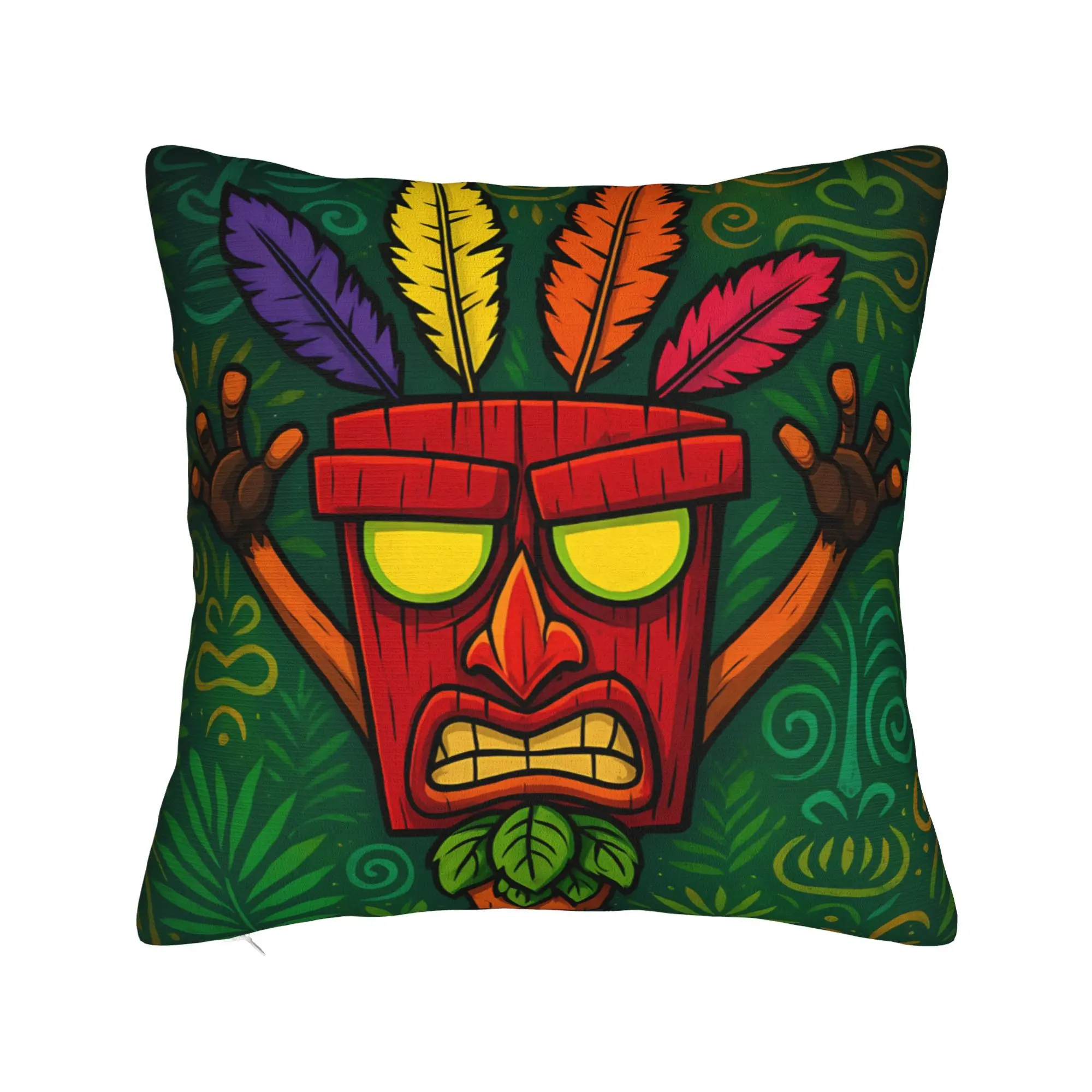 Pillow Cover Crash Bandicoot Aku Mask  Kawaii Pillow Case For Office Car Home Decor Pillowcases