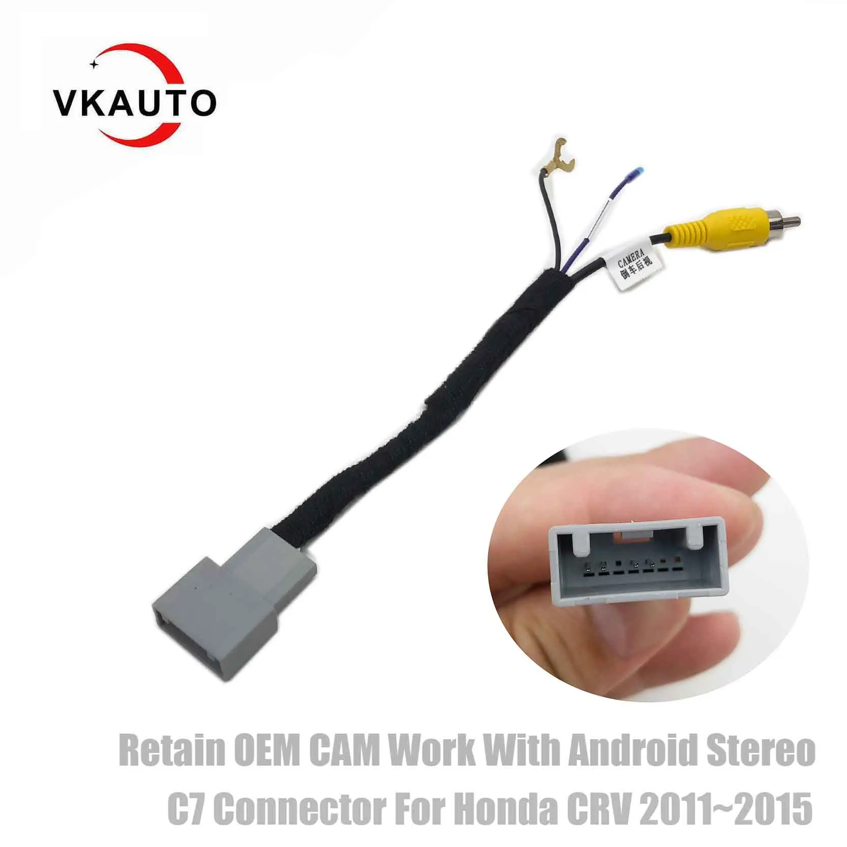 VKAUTO  C7 pins Adapter camera cable  For Honda CRV 2011~2015 Retain OEM Camera Work With Android Stereo Kit