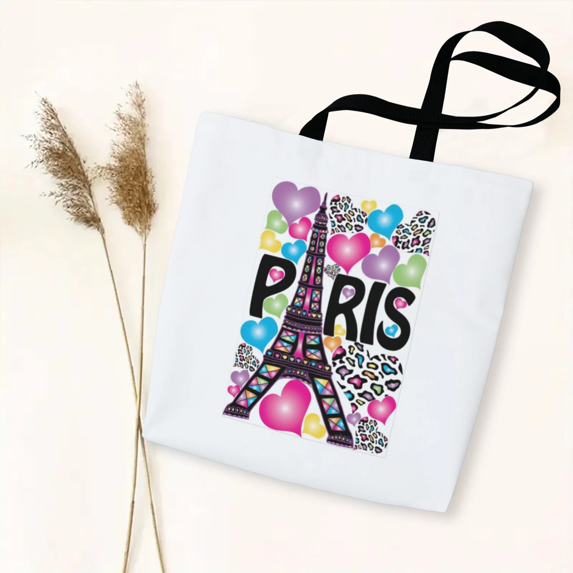 

Сумка для покупок с ярким принтом Парижа Эйфелевой башни, парусиновая большая сумка, большая женская повседневная сумка на плечо, многофункциональная для покупок