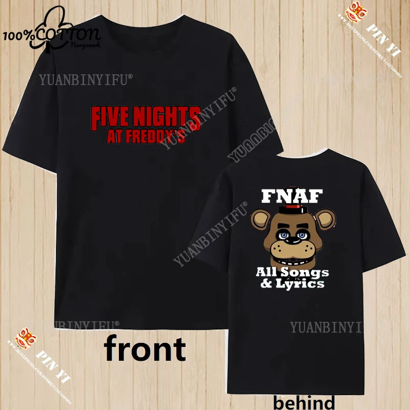Harajuku Classic Fnaf 2 Animatronics Five Nights A Street Print T Shirt 100% Cotton O-neck Short-sleev Creative Comfortable