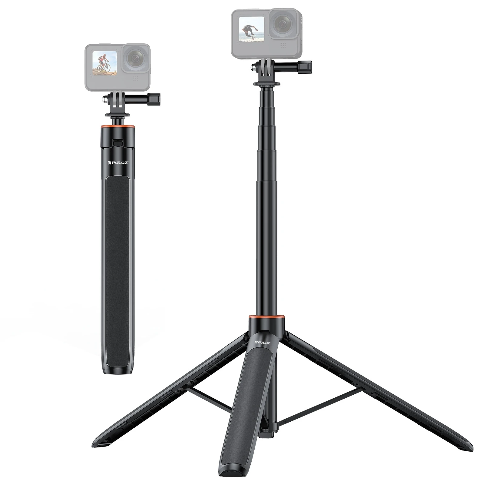 

PULUZ 1.37m Action Camera Selfie Stick Tripod Vlog Live Streaming Holder for Insta360/ GoPro/ DJI and Other Sport Action Cameras