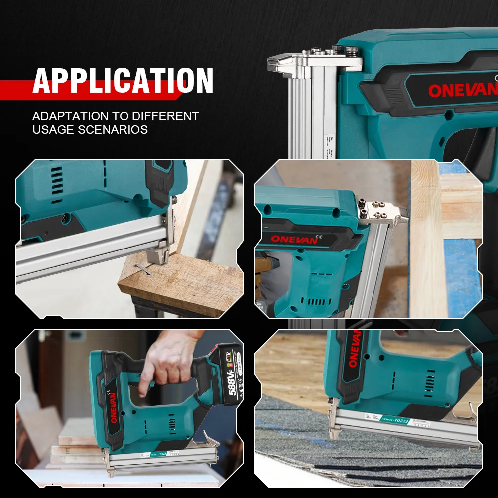 ONEVAN Brushless Electric Nail Gun Nailer Stapler Framing Tacker Furniture Staple Gun Woodwork Power Tool For Makita 18V Battery