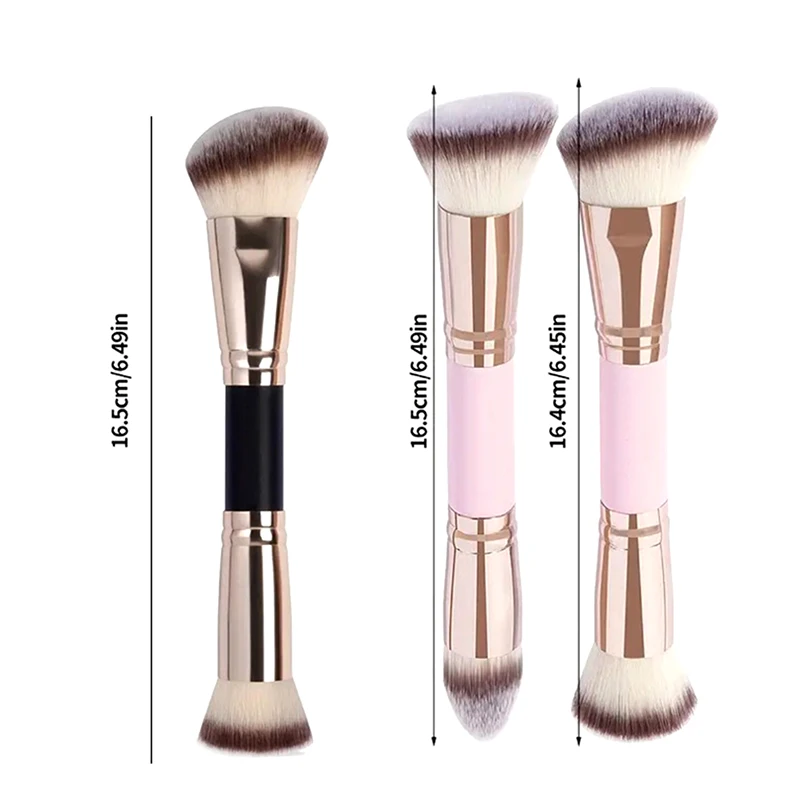 Pennello per trucco professionale a doppia estremità 2 in 1, grande testa tonda e manico per fondotinta, correttore, impostazione, strumento per trucco da viaggio
