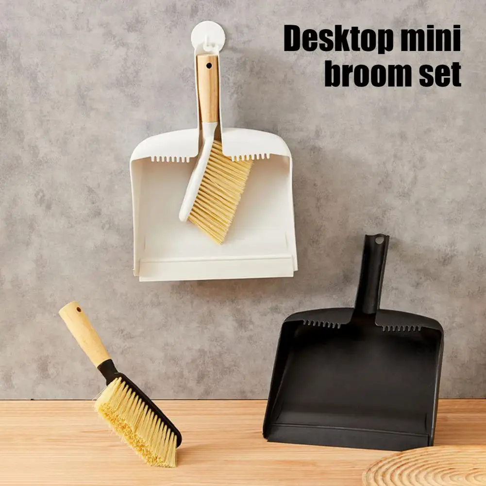 Small Broom Dustpan Set Ergonomic Mini Desktop Cleaning Kit Natural Bamboo Handle Soft Bristles Decorative Mini Broom Kit