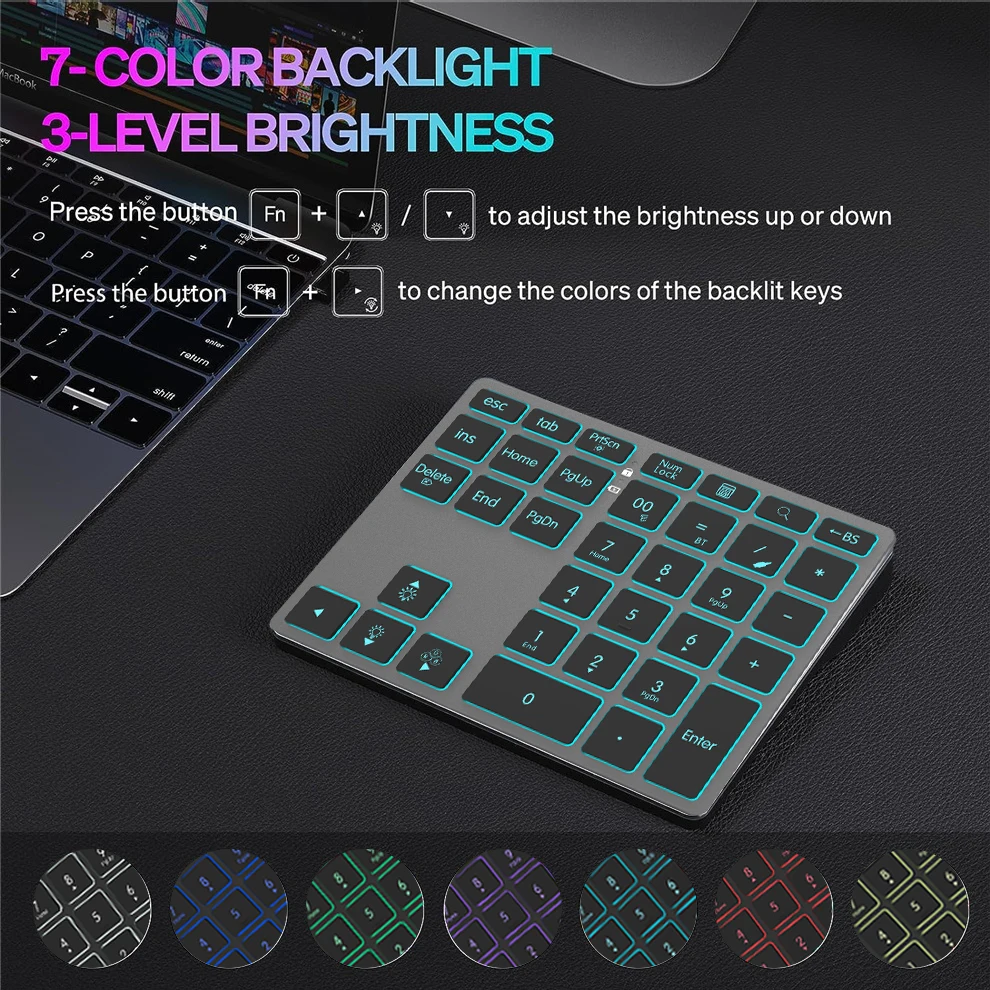 BOW 2.4G Wireless Numeric Keypad Bluetooth Number Keypad for Laptops Tablets Dual Mode Number pad 34 Keys