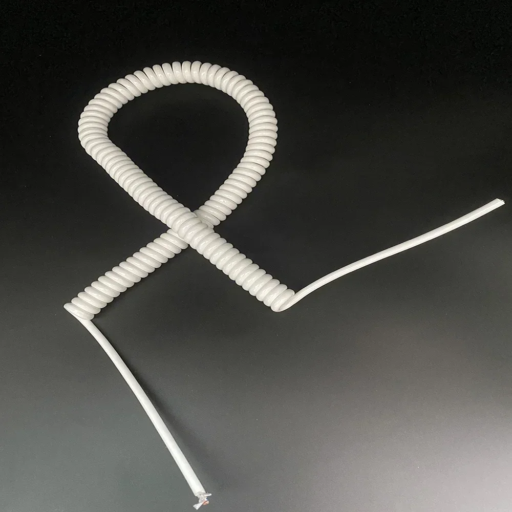 

8 Core Tensile Wires White Spiral Copper PU High Elastic Telescopic Wire Spiral Medical Hair Dryer Spring Cables