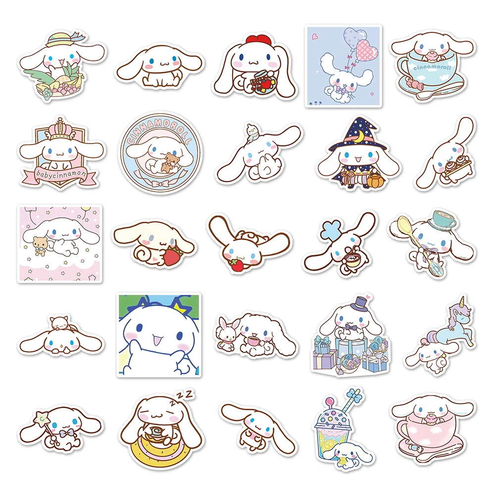 10/30/50PCS Cute Cinnamoroll Anime Cartoon Stickers Laptop Luggage Suitcase Motorcycle Waterproof Cartoon Decals Toys Sticker