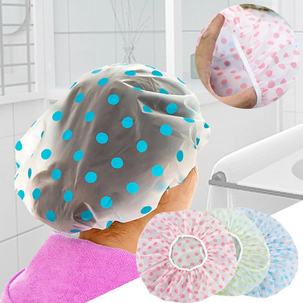 

10 Pcs Waterproof Shower Cap Curly Hair Caps Girl Adjustable Bathing Hat Peva Bathroom Bonnet for