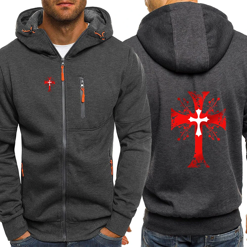 Elegant Temperament Constant Temperature Comfortable Hoodies Knights Templar Logo Print Cardigan Designer Coat Jacket