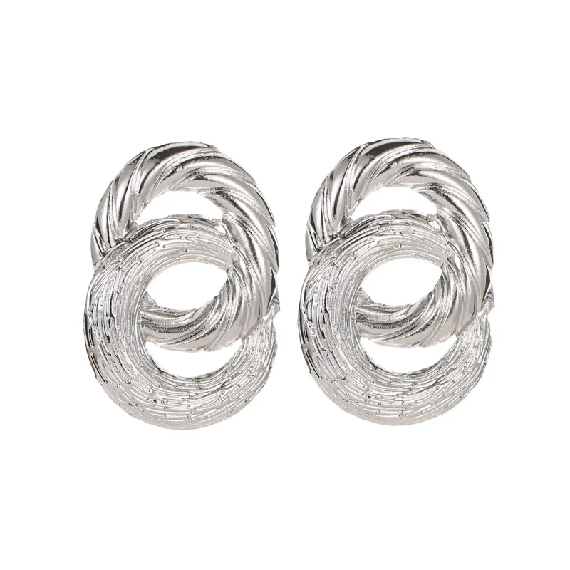 New Double Round Interwoven Earrings For Women Niche Design Advanced Sense Cool Personality Fashion Jewelry Gifts