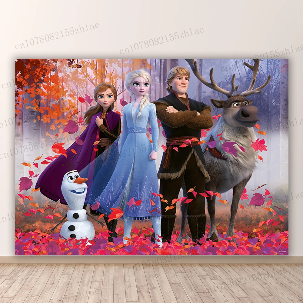 Fondo fotográfico de Frozen para fiesta de cumpleaños, telón de fotografía de dibujos animados para Baby Shower