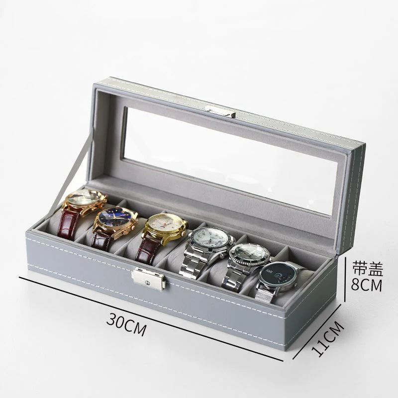 กล่องนาฬิกาหนัง PU แบบมีช่องใส่นาฬิกาสำหรับผู้หญิงเกรดสูง3/6/10/12สีเขียว/เทา