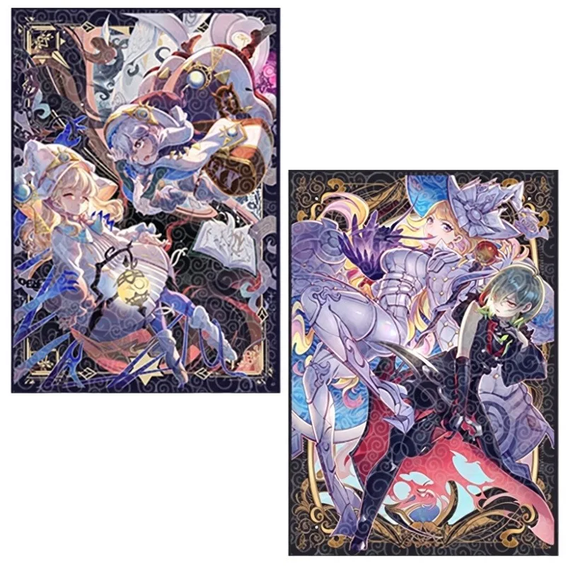 50-pecas-conjunto-yu-gi-oh-capa-protetora-para-cartas-de-jogo-branca-white-forest-witch-sisters-63x90mm-com-efeito-laser-silver-armour-witch
