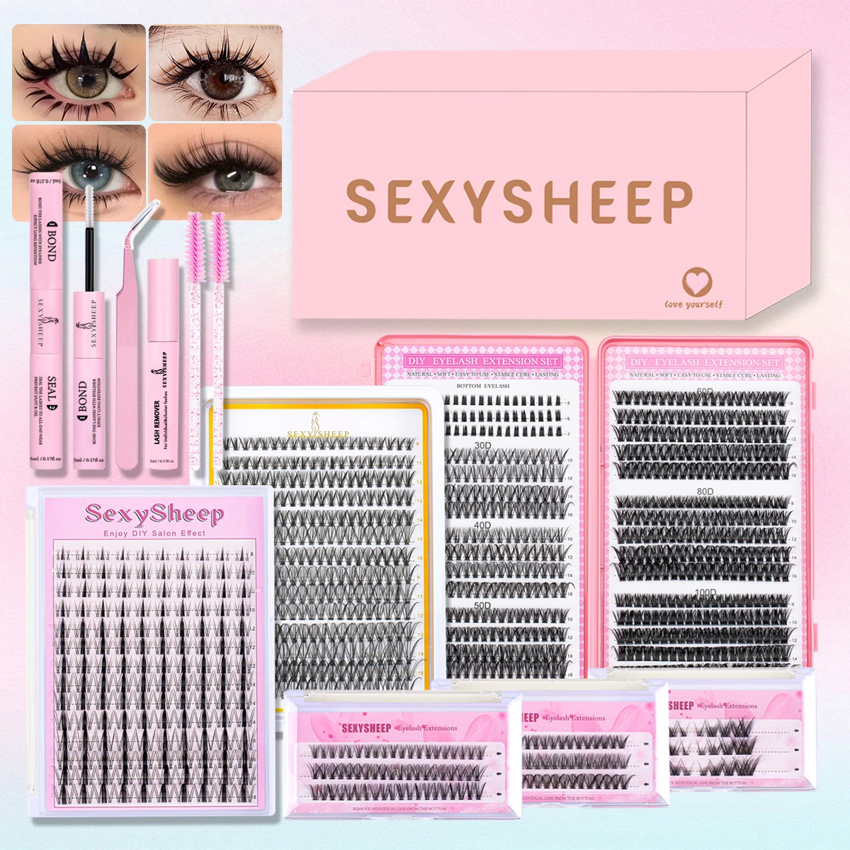 DIY Lash Clusters Individual Lashes Extension eyelashes natural look Eyelash gift box