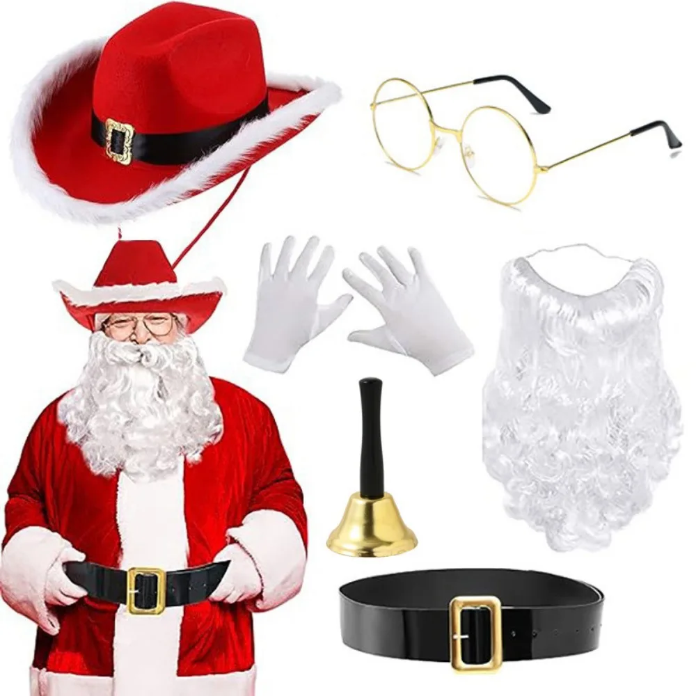 

Christmas Hat Glasses Cosplay Costume Santa Claus Disguise Accessory for Adult Halloween Carnival Party Xmas New Year Roleplay