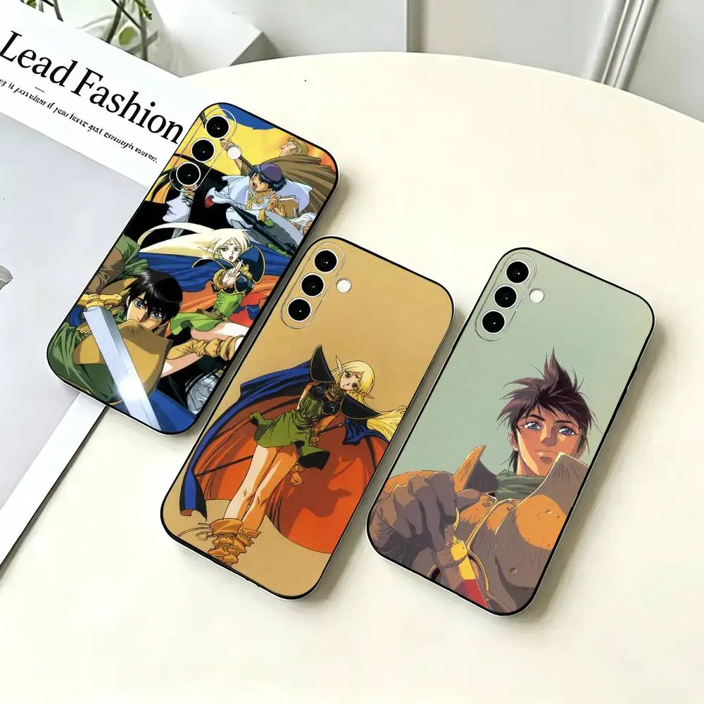 Classic R-Record of Lodoss War Phone Case Black Silicone Soft For Samsung A73,A72,A71,A70,A53,A52,A51
