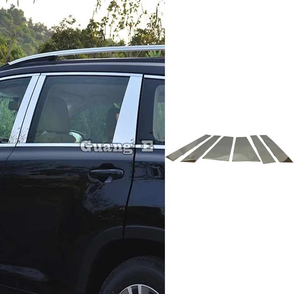 

Автомобильный Стайлинг, корпус из нержавеющей стали, стекло, окно, гарнир, центральная полоса, декоративная рамка, 6 шт. для Toyota Highlander 2015 2016-2020