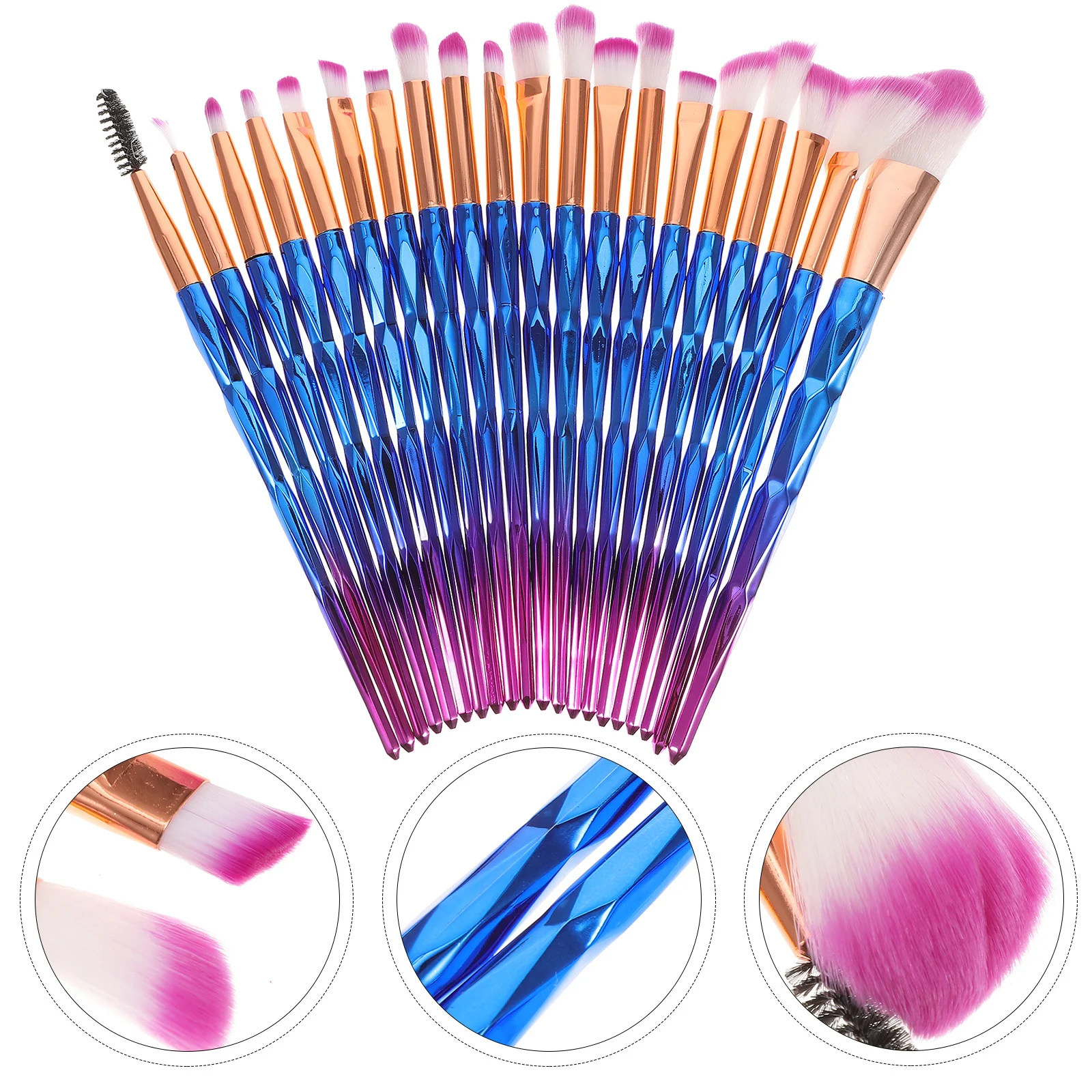 20 個のメイクブラシセットユニークな透明ハンドルソフトで滑らかな合成毛ツール女性のための日常使用眉毛