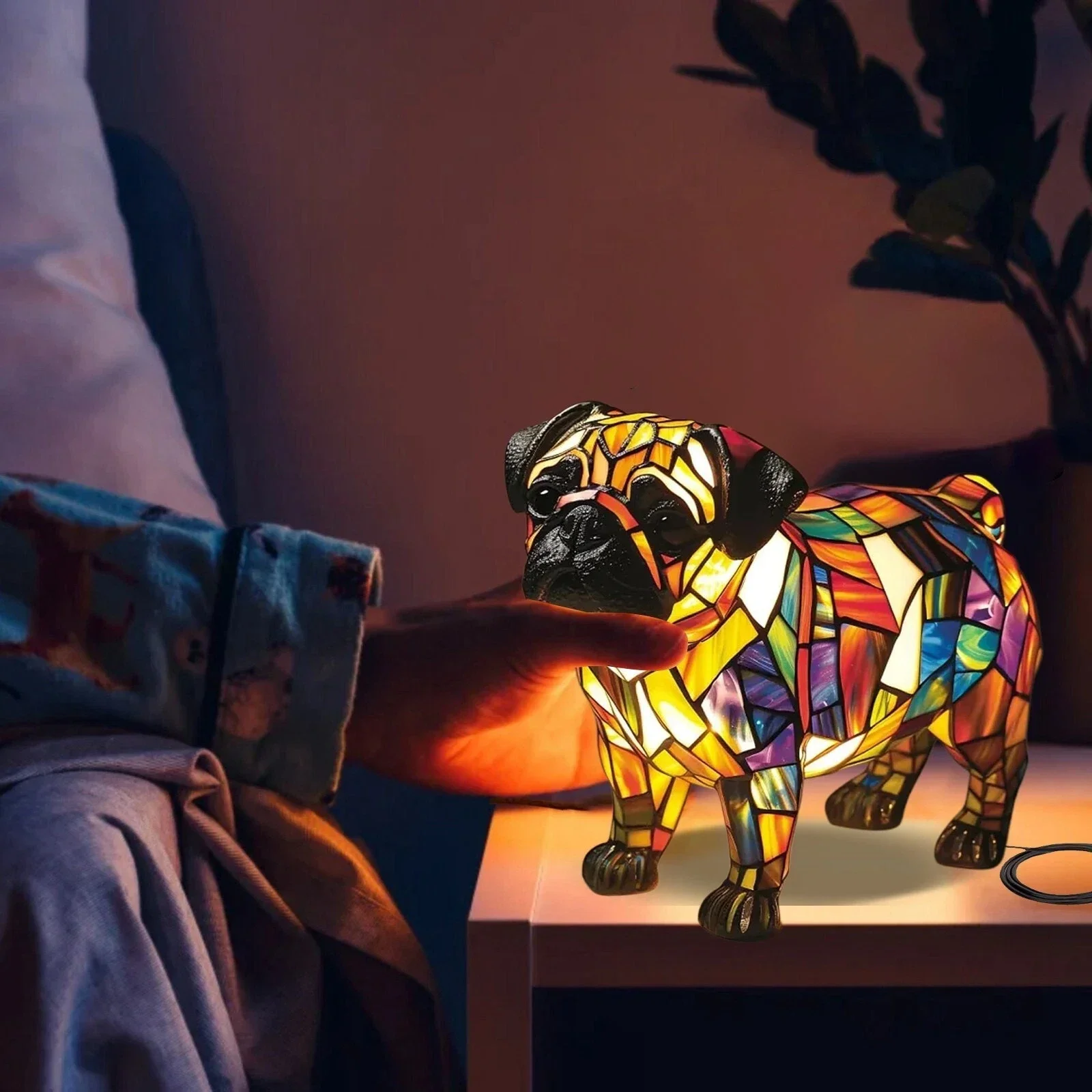 Pet Lamp Magical Corgi Arrogant Cat Ranch Glowing Night Light Beautiful Light Bedside Table Lamp With Usb Retro Home Decor