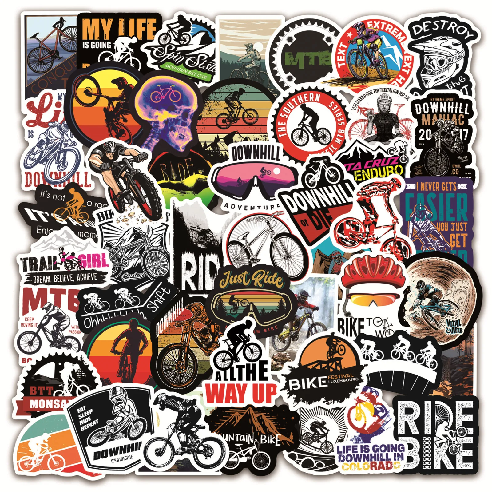 50 Stück Fahrrad-Aufkleber Rahmenschutz PVC Wasserdichter Straßen-MTB-Fahrrad-Aufkleber für DIY Laptop PC Handy Skateboard Gepäck