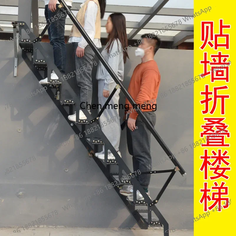 Folding stairs loft duplex floor loft indoor small apartment outdoor iron stairs