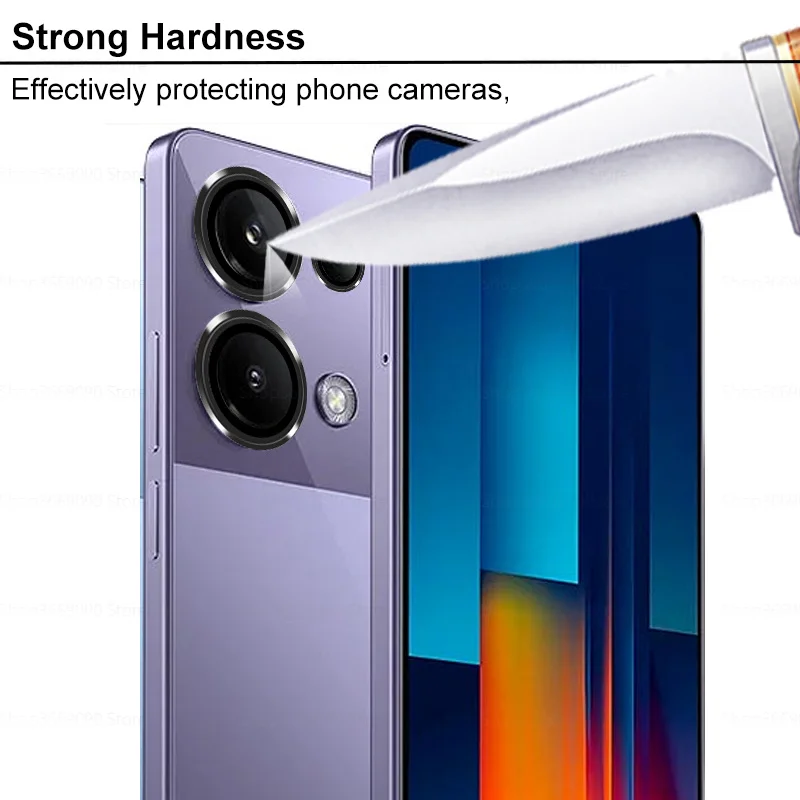 For Xiaomi Poco M6 Pro 4G Aluminium Alloy Camera Protector Case Ring Poco M 6Pro PocoM6Pro Back Cover Lens Tempered Glass Film